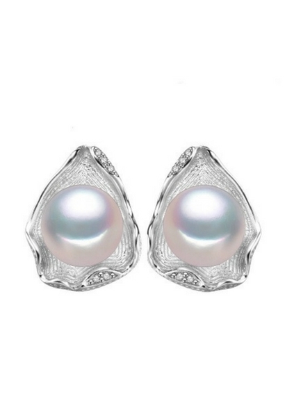 Siidisukk Clam Pearl authentic freshwater pearl silver earrings
