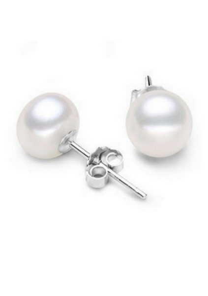 Siidisukk White Drop authentic freshwater pearl silver earrings